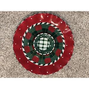 ROSCHER Scottie Dog  Christmas Chip n Dip Red Black Green Plaid Polka Dots RARE